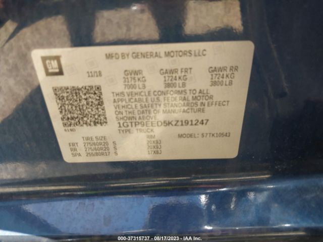 1GTP9EED5KZ191247 GMC Sierra 1500 At4