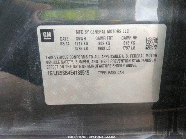 Chevrolet SONIC LTZ 2014 1G1JE5SB4E4189519 Image 9