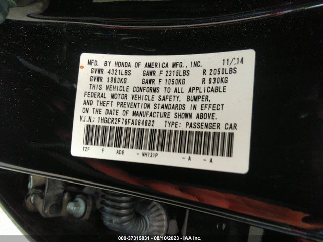 Honda Accord Sedan Ex 2015 1HGCR2F78FA064682 Image 15