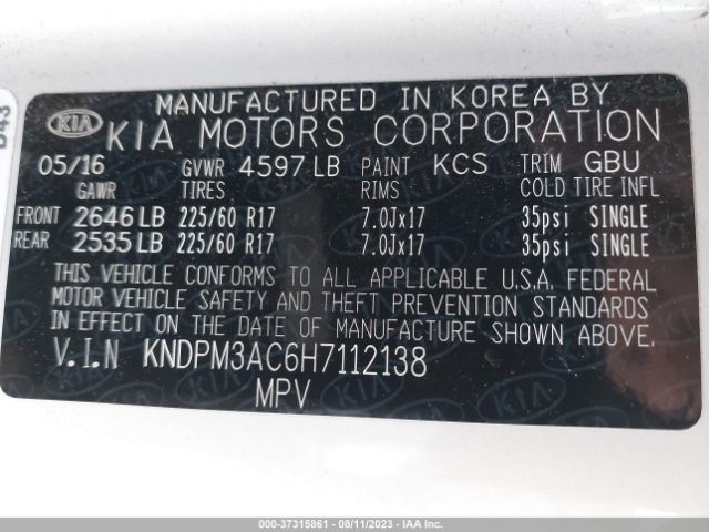 KNDPM3AC6H7112138 KIA Sportage Lx