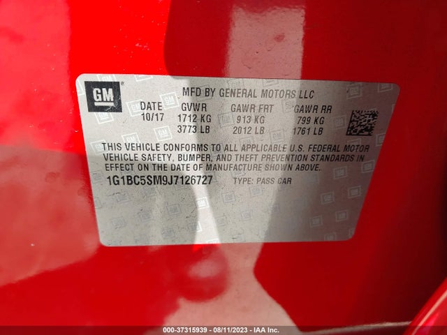 Chevrolet CRUZE LS 2018 1G1BC5SM9J7126727 Image 9