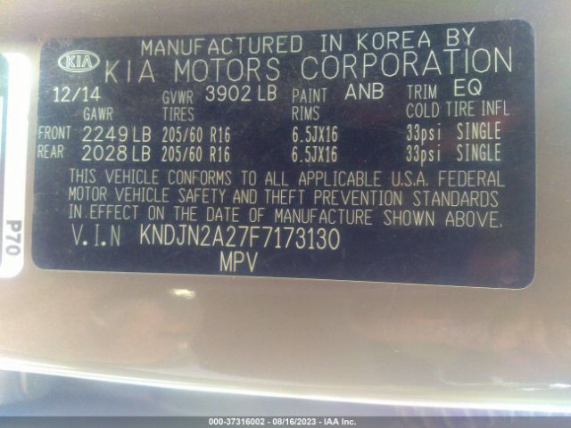 KNDJN2A27F7173130 KIA Soul Base