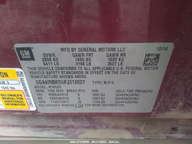 5GAKRBKD8FJ212627 Buick Enclave Leather