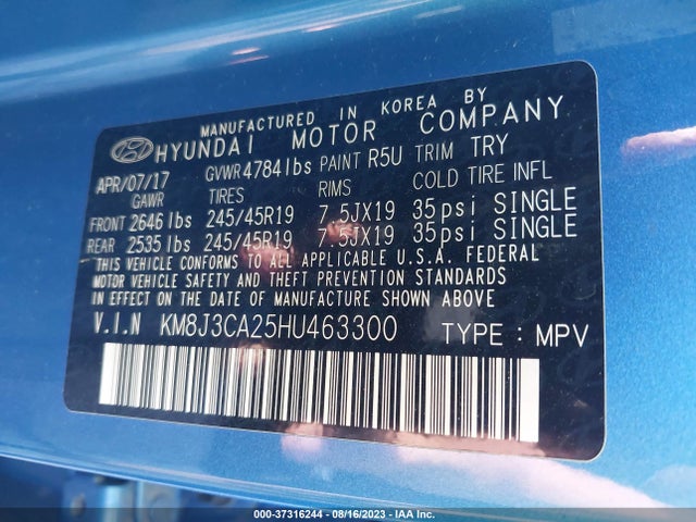 Hyundai TUCSON 2017 KM8J3CA25HU463300 Image 9