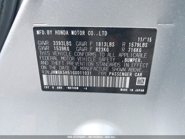 Honda FIT LX 2016 JHMGK5H51GX011031 Image 9