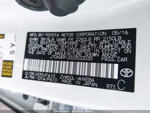 Toyota Prius Two 2016 JTDKBRFU0G3523030 Image 26