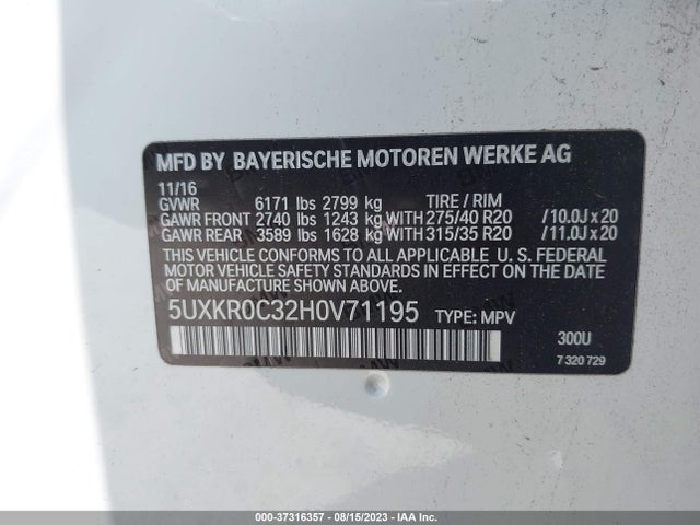 BMW X5 Xdrive35i 2017 5UXKR0C32H0V71195 Image 9