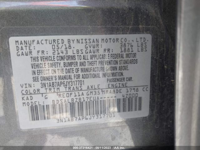 3N1AB7AP6JY317701 Nissan SENTRA S
