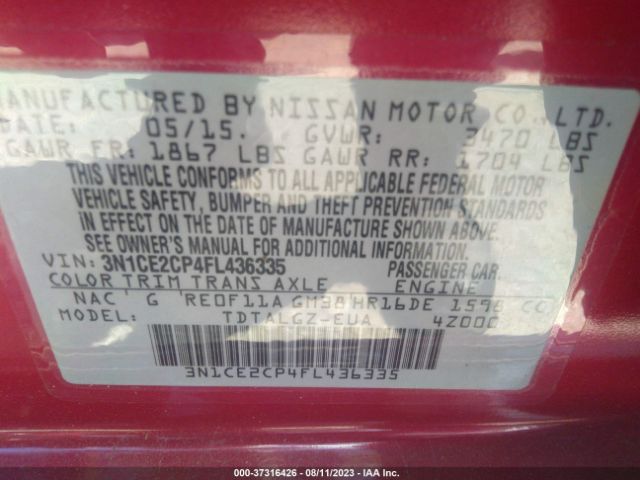 3N1CE2CP4FL436335 Nissan Versa Note Sr
