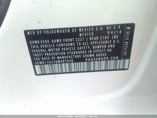 3VWD17AJ2GM367548 Volkswagen Jetta Sedan 1.8t Sport
