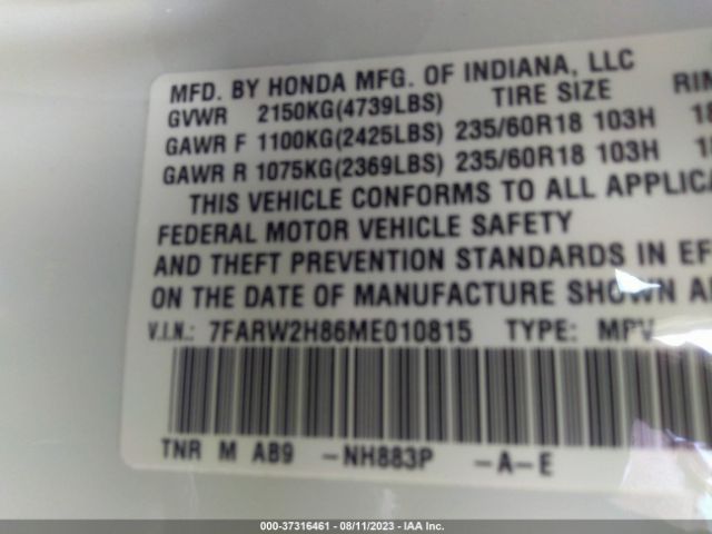 7FARW2H86ME010815 Honda Cr-v Ex-l