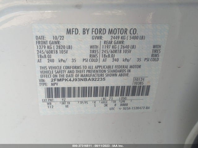 Ford Edge Sel/st-line 2022 2FMPK4J93NBA92235 Image 15