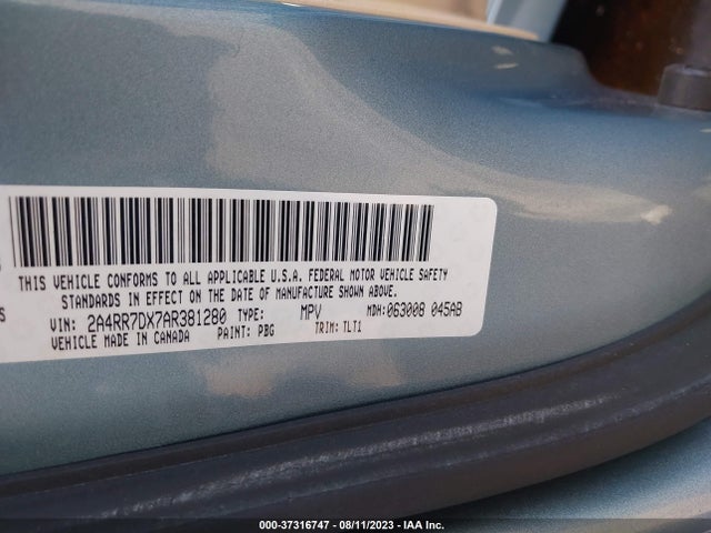 Aukcja sprzedaży 2010 Chrysler Town & Country Limited, vin: 2A4RR7DX7AR381280, numer aukcji: 37316747