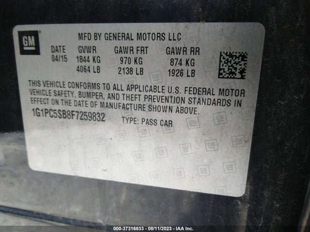 Chevrolet CRUZE LT 2015 1G1PC5SB8F7259832 Image 12