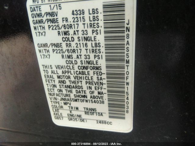 JN8AS5MT0FW154038 Nissan Rogue Select S