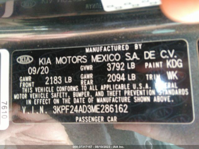 3KPF24AD3ME286162 KIA Forte Lxs