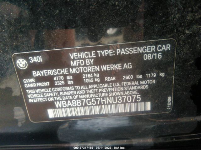 WBA8B7G57HNU37075 BMW 3 Series 340i Xdrive
