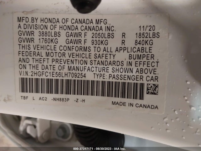Honda CIVIC SI 2020 2HGFC1E56LH709254 Image 9
