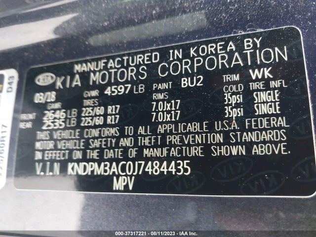 KIA Sportage Lx 2018 KNDPM3AC0J7484435 Image 9