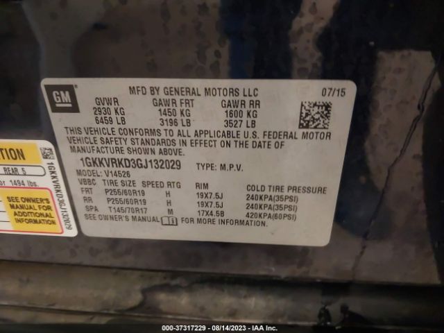 1GKKVRKD3GJ132029 GMC ACADIA SLT
