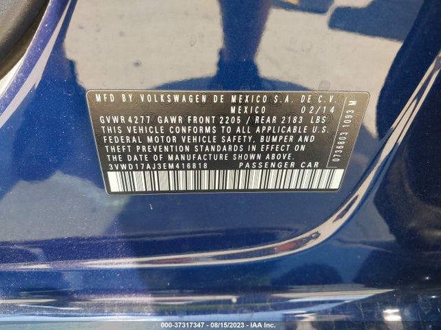 3VWD17AJ3EM416818 Volkswagen Jetta Sedan Se