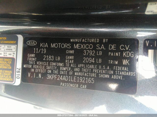 3KPF24AD1LE192165 KIA Forte Lxs