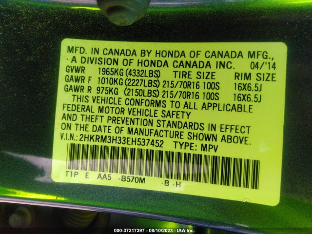 Honda CR-V LX 2014 2HKRM3H33EH537452 Image 9