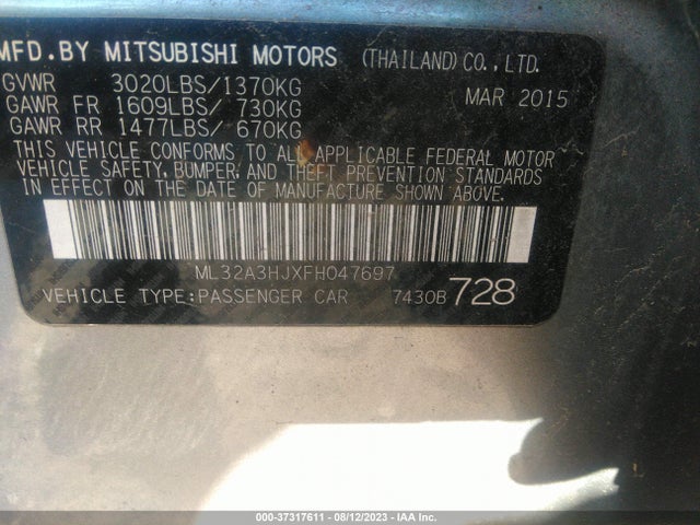 ML32A3HJXFH047697 Mitsubishi Mirage De/rf