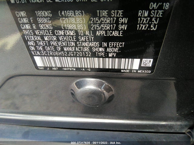 Honda HR-V EX 2018 3CZRU6H52JG720132 Image 9