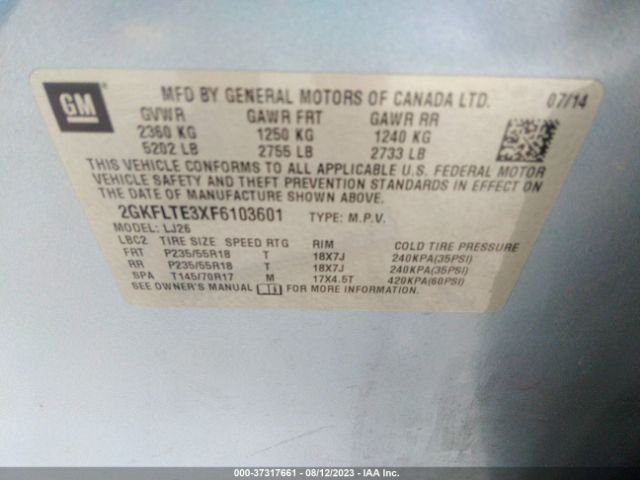 2GKFLTE3XF6103601 GMC Terrain Slt