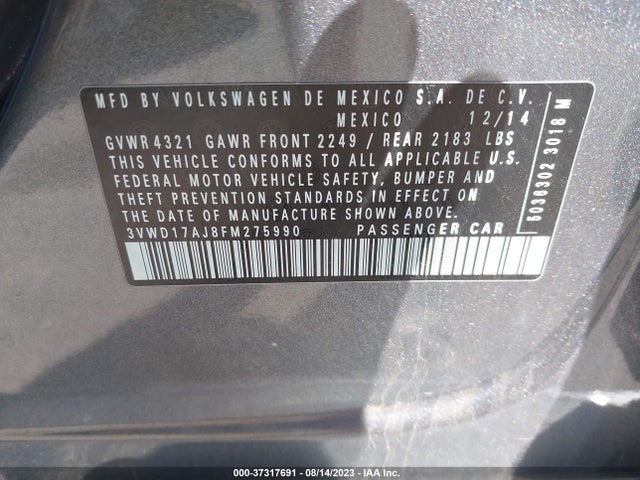 3VWD17AJ8FM275990 Volkswagen Jetta Sedan 1.8t Se