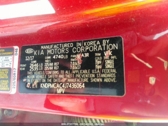 KNDPMCAC4J7436064 KIA Sportage Lx