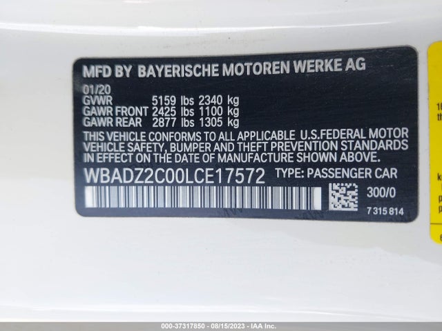 BMW 8 Series 840i 2020 аукцион фото