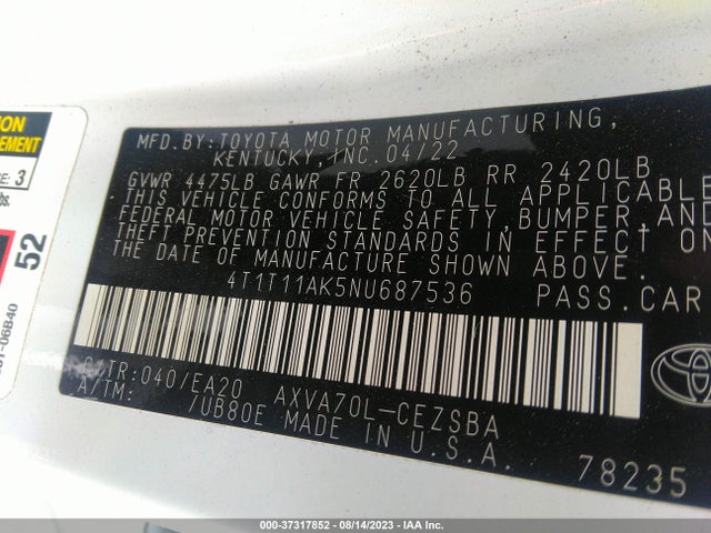 Toyota CAMRY SE 2022 4T1T11AK5NU687536 Image 9