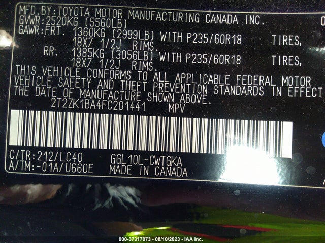 2T2ZK1BA4FC201441 Lexus RX 350