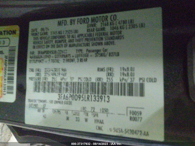 Ford Fusion Titanium 2020 3FA6P0D95LR133913 Image 9