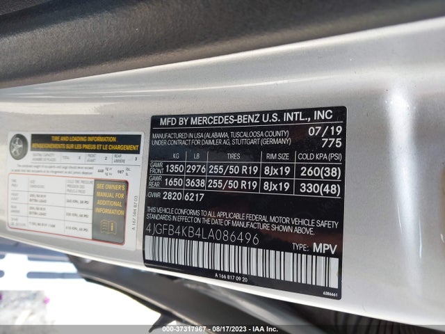 2020 MERCEDES-BENZ GLE GLE 350 VIN: 4JGFB4KB4LA086496