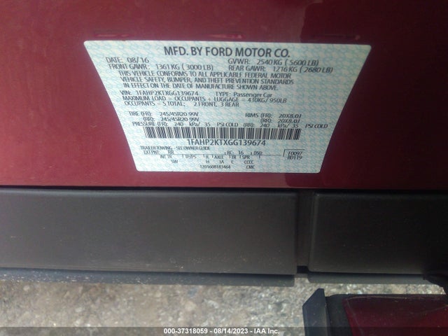 Ford TAURUS SHO 2016 1FAHP2KTXGG139674 Image 15