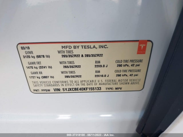 Tesla Model X P100d/performance 2019 5YJXCBE40KF155133 Image 9