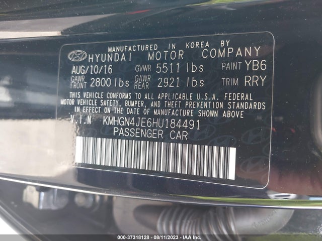 Genesis G80 3.8 2017 KMHGN4JE6HU184491 Image 9