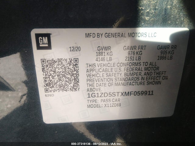 Chevrolet MALIBU LT 2021 1G1ZD5STXMF059911 Image 9