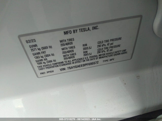 Tesla Model Y Long Range 2023 7SAYGAEE0PF695572 Image 15
