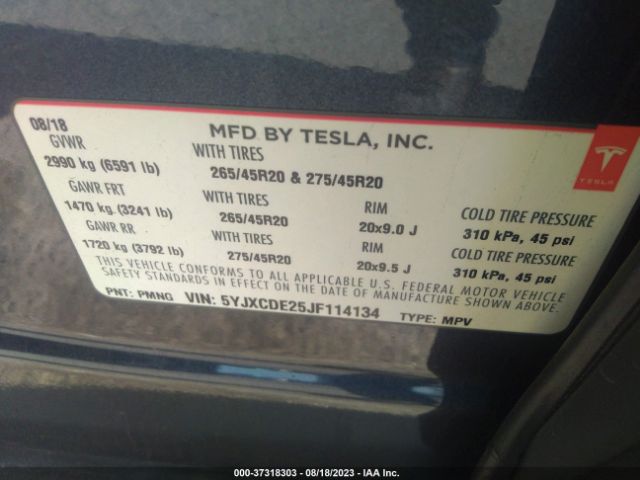 5YJXCDE25JF114134 Tesla Model X 75d/100d/p100d