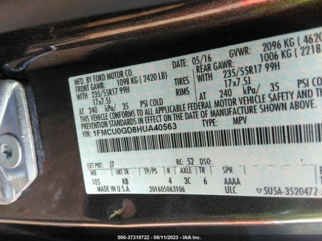 1FMCU0GD8HUA40563 Ford ESCAPE SE
