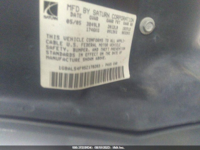 2005 SATURN ION ION 3 VIN: 1G8AL54F95Z178283