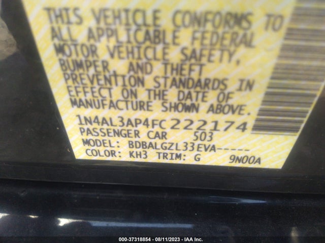 Nissan Altima 2.5 S 2015 1N4AL3AP4FC222174 Image 9