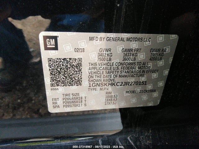 Chevrolet Suburban Lt 2018 1GNSKHKC2JR270151 Image 16