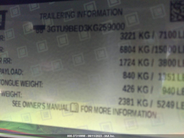 GMC Sierra 1500 Sle 2019 3GTU9BED3KG259000 Image 9