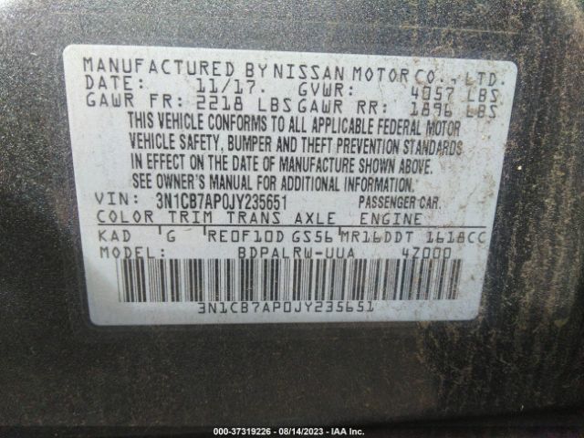 3N1CB7AP0JY235651 Nissan Sentra Sr Turbo