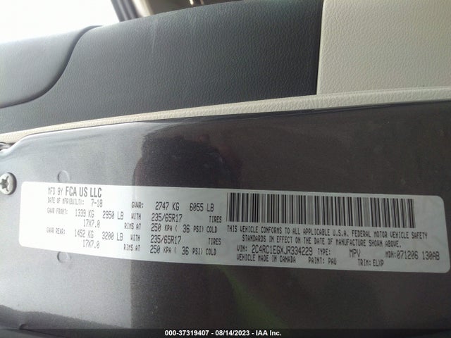 2C4RC1EGXJR334229 Chrysler Pacifica Touring L Plus